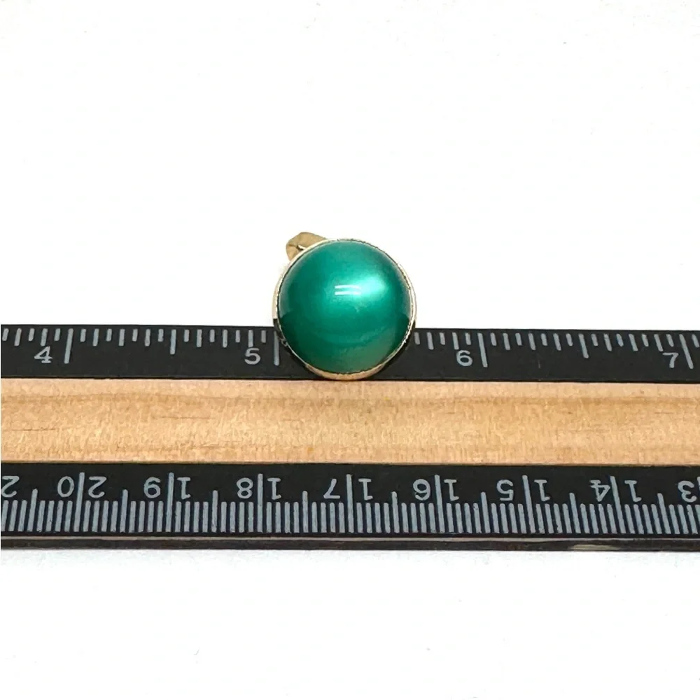 SWANK Vintage Green Moonglow Lucite Dome Cuff Links in Goldtone